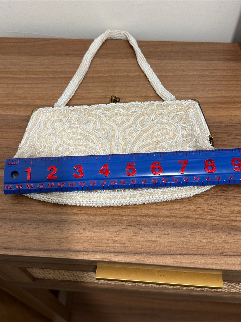 Vintage Beaded Ivory Evening Clutch - Picture 9 of 10